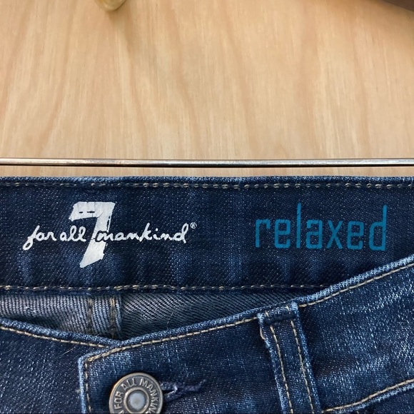 𝅺7 FOR ALL MANKIND Sz 29 Relaxed Distressed  Hem Button Fly Jeans - Picture 3 of 9